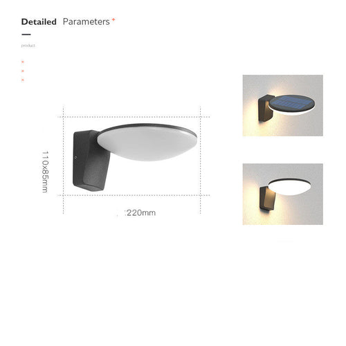 Contemporary Exterior Solar Panel Wall Lamp Weatherproof