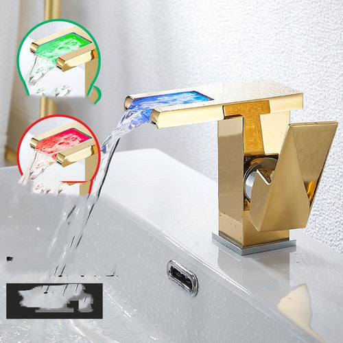 Modern Vanity Sink Faucet with LED Temperature Display for Hot and